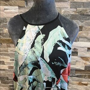 LC Lauren Conrad Asymmetrical Maxi Dress in Black, Mint & Coral